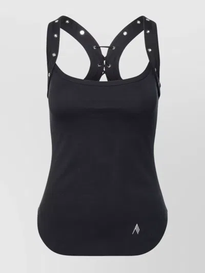ATTICO COTTON TOP WITH CROSS-BACK AND EMBELLISHED STRAPS