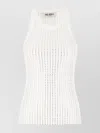 Attico White Tank Top With White Rhinestone