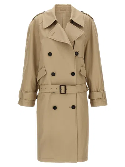 Attico Cotton Trench Coat Coats And Trench Coats Beige