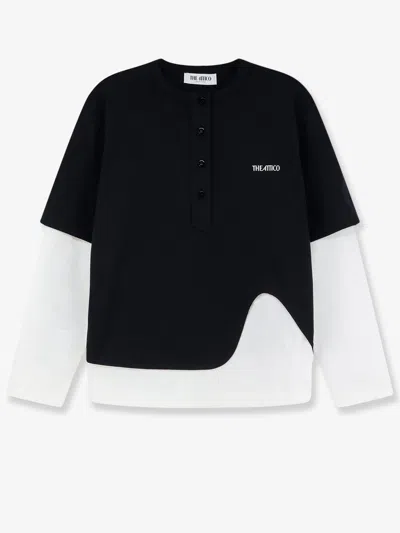 Attico Cotton T-shirt With Embroidered Logo On The Front In Black