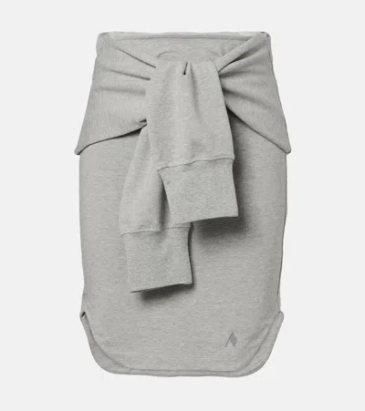 Attico Cotton-blend Midi Skirt In Gray