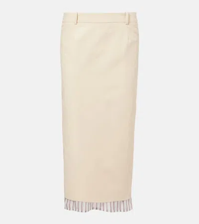 Attico Cotton-blend Pencil Skirt In Neutral