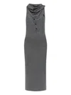 Attico Cowl-neck Buttoned Midi Dress In Gray