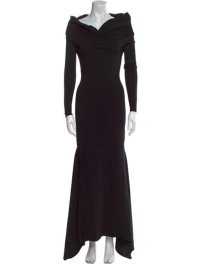 Pre-owned Attico Cowl Neck Long Dress In Black
