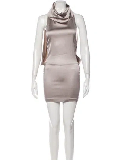 Pre-owned Attico Cowl Neck Mini Dress In Neutral