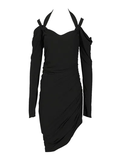 Attico Crepe Midi Dress In Black