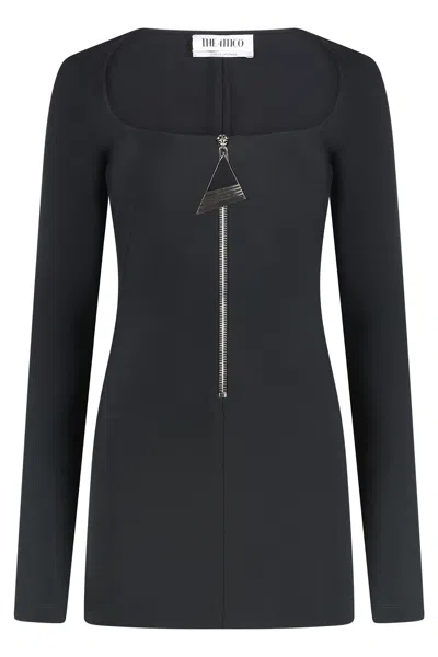 Attico Crepe Mini Dress In Black