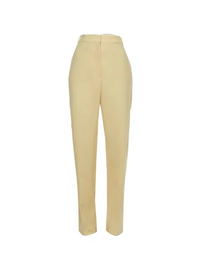 Pre-owned Attico Crepe Straight-fit Trousers In Yellow