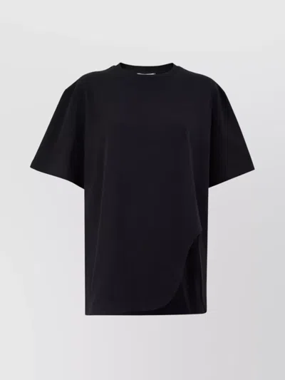 ATTICO CREW NECK ASYMMETRIC HEM SHORT SLEEVES TOP