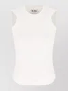 Attico Crew Neck Cotton Top With Ribbed Trimmings