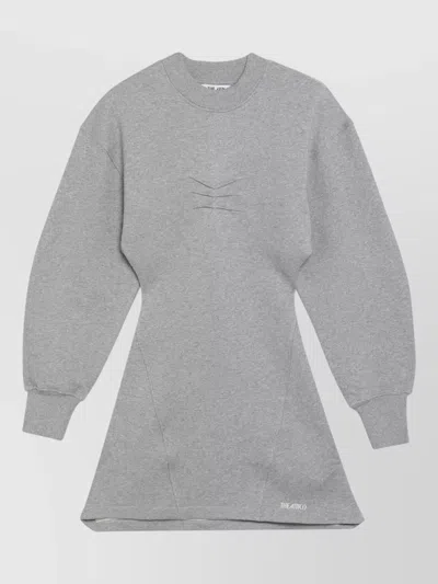 Attico Crew Neck Dress Long Sleeve Design In Gray