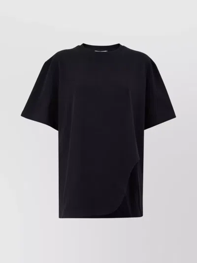 ATTICO CREW NECK JERSEY T-SHIRT WITH ASYMMETRIC HEM