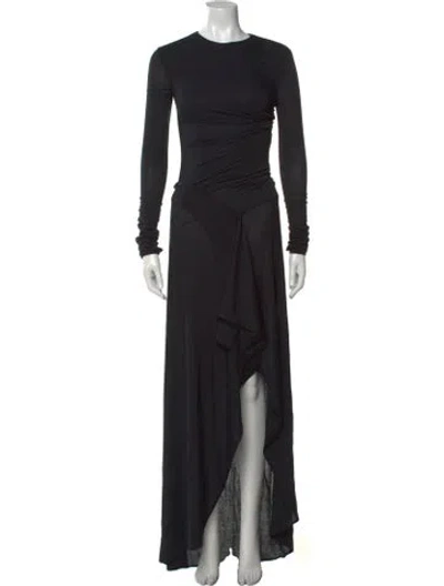 Pre-owned Attico Crew Neck Long Dress In Black