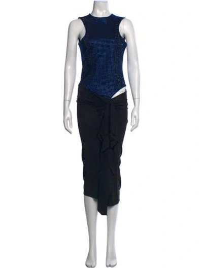 Pre-owned Attico Crew Neck Long Dress In Black