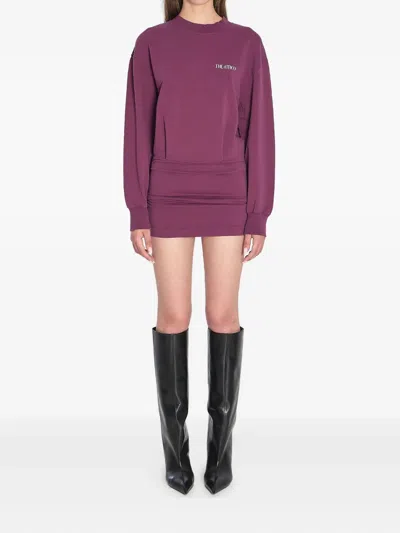 Attico Crew-neck Mini Dress In Purple