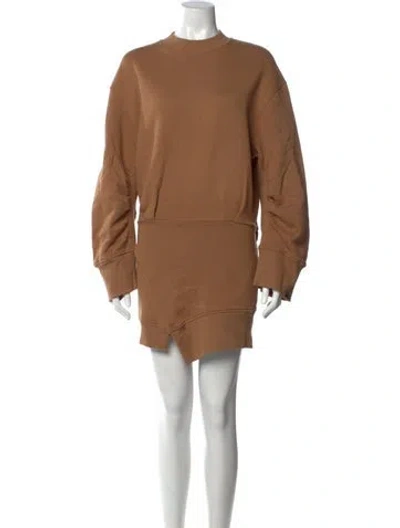 Pre-owned Attico Crew Neck Mini Dress In Brown