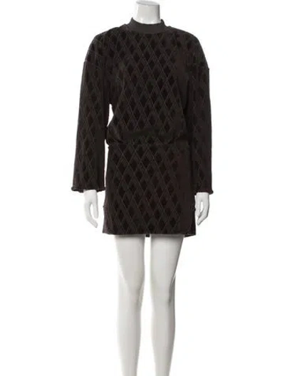 Pre-owned Attico Crew Neck Mini Dress In Brown