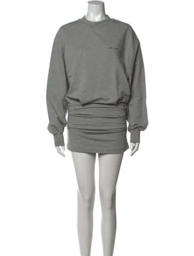 Pre-owned Attico Crew Neck Mini Dress In Grey