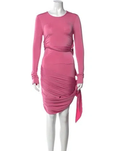 Pre-owned Attico Crew Neck Mini Dress In Pink