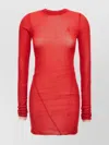 Attico Crew Neck Minidress Sheer Fabric In Red