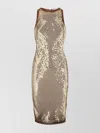 Attico Gold Sequin Mini Dress Without Sleeves