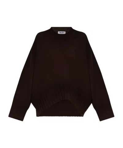 ATTICO ASYMMETRIC RIBBED-KNIT SWEATER