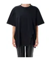 Attico Asymmetric Oversized Round Neck Short Sleeve Top In Black