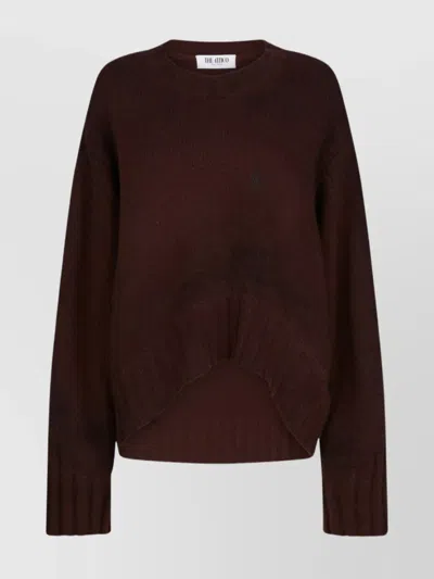 ATTICO CREW NECK WOOL CASHMERE SWEATER ASYMMETRIC HEM