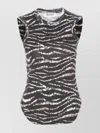 Attico Zebra Print Form-fitting Sleeveless Tank Top