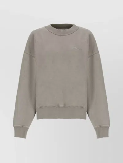 Attico Crewneck Knitwear Ribbed Trims In Gray