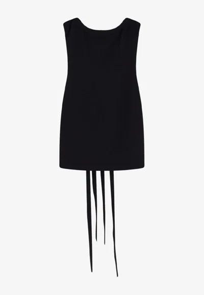 Attico Crewneck Mini Dress In Black
