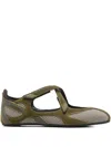 Attico Criss-cross Strap Ballerina Shoes In Green
