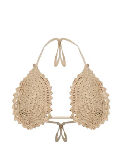 Attico Crochet Scalloped-edge Bra In Neutral