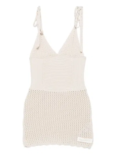 Attico Crochet Tie-strap Dress In Neutral