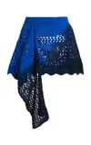 Attico Draped-detail Knitted Skirt In Blue