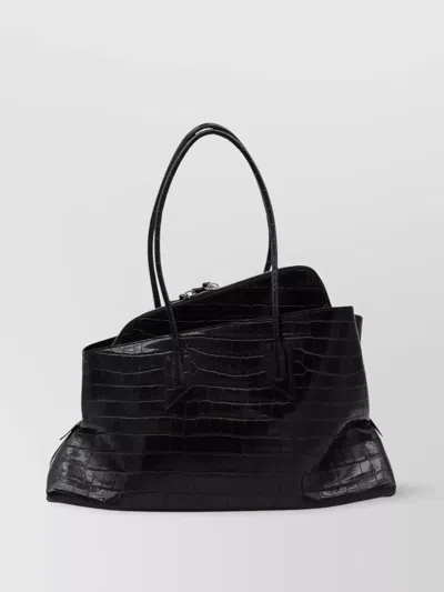 Attico Crocodile Double Handles Structured Shoulder Bag