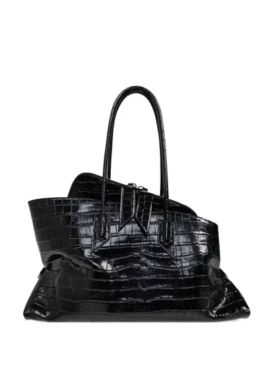 Attico Crocodile-effect Tote Bag In Black
