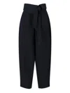 Attico Wrap-effect Belted Trousers In Black
