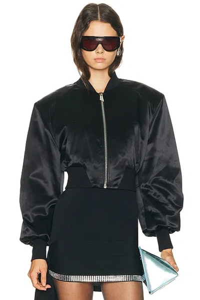Attico Cropped Bomber Jacket In Black