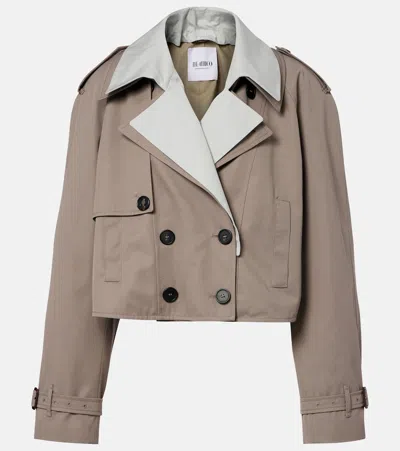 Attico Short Trench Jacket In Brown