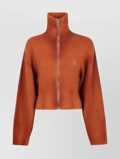 ATTICO CROPPED KNIT CARDIGAN HIGH COLLAR