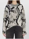 Attico Cropped Python Print Sweater In Black