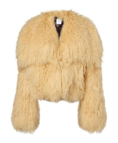 Attico Cropped Shearling Jacket In Neutral