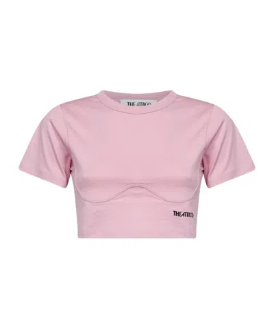 Attico Cropped T-shirt In Pink