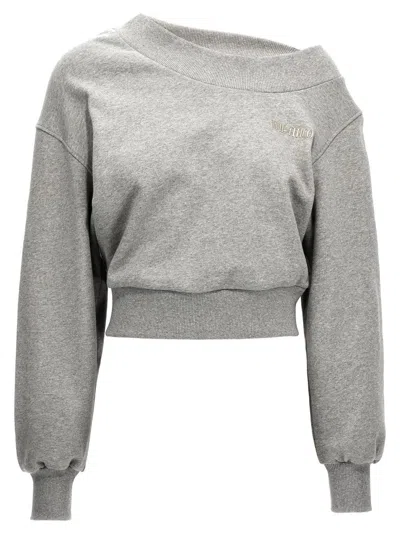 Attico Crossed Back Logo Sweatshirt In Melange Grey In Gray