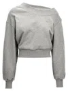 Attico Logo Sweatshirt With Crossed Neckline And Open Back In Gray