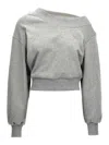Attico Logo Sweatshirt With Crossed Neckline And Open Back In Grey