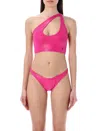 ATTICO CROSSOVER-STRAP BIKINI SET WITH EMBROIDERED LOGO IN TECHNICAL FABRIC