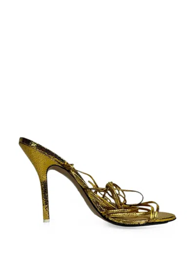 Pre-owned Attico Crystal Ball Embellished Sandals In Gold