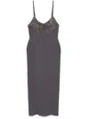 Attico Seiden-midikleid Mit Kristallen In Grau